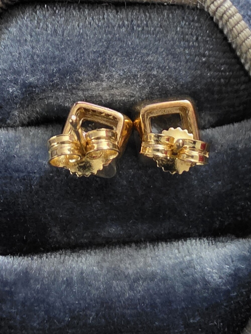 14k CZ Pandora Yellow Gold Stud Earrings (Vintage) - Picture 8 of 13